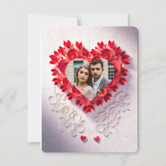 Invitation de sauvegarde de date en papier rouge d