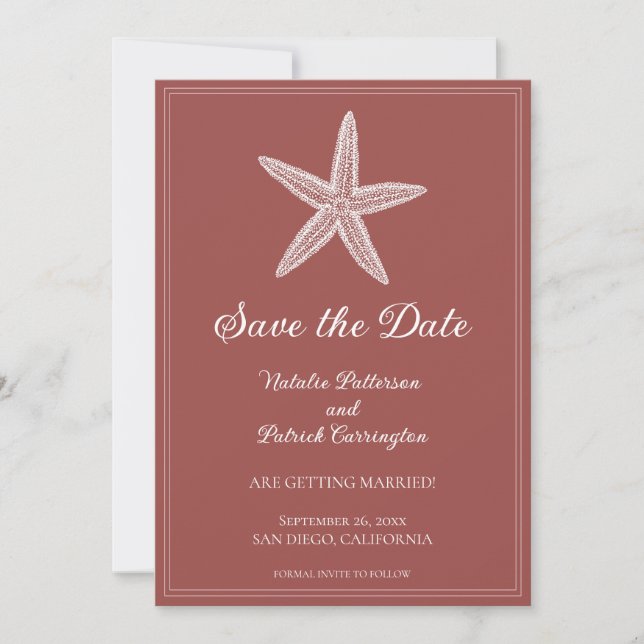 Invitation de sauvegarde de date étoile de mer en  (Devant)