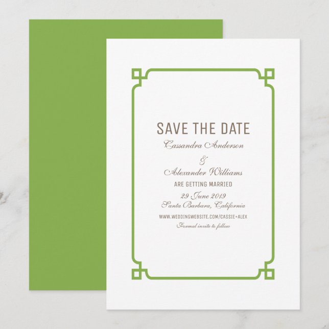 Invitation de sauvegarde de date Greenery Deco Chi (Devant / Derrière)
