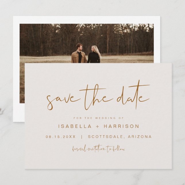 Invitation de sauvegarde de date INDIE Boho Brûlé  (Devant / Derrière)