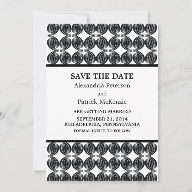 Invitation de sauvegarde de date Moderne Deco Noir (Devant)