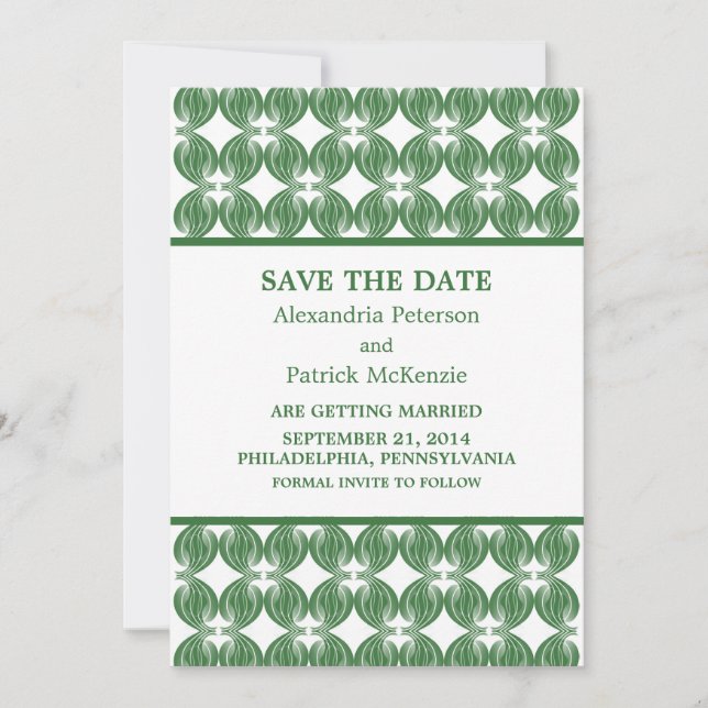 Invitation de sauvegarde de date Moderne Deco Vert (Devant)