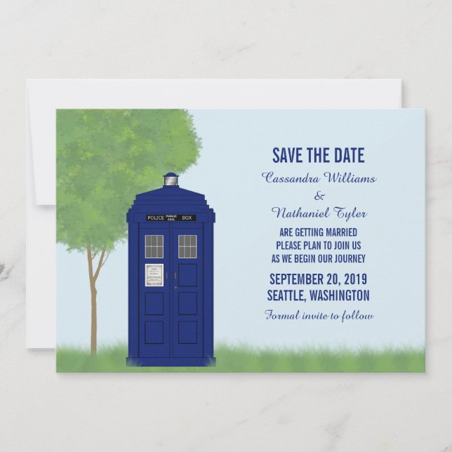Invitation de sauvegarde de date Police Box v4 (Devant)