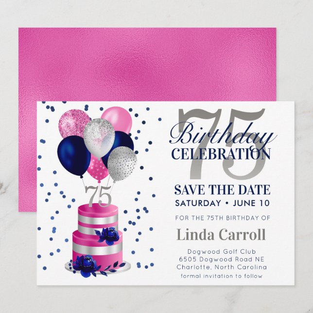 Invitation de sauvegarde de date pour les 75 ans a (Devant / Derrière)