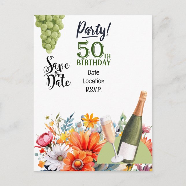 Invitation de sauvegarde de date pour une fête d'a (Devant)