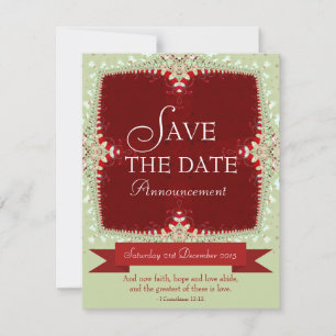 Invitation de sauvegarde de date Red + Green Lace