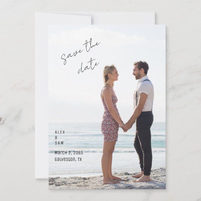 Invitation de sauvegarde de date simple avec photo (Devant)