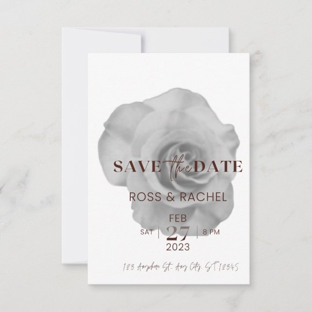 Invitation de sauvegarde de fleur de script simple (Devant)
