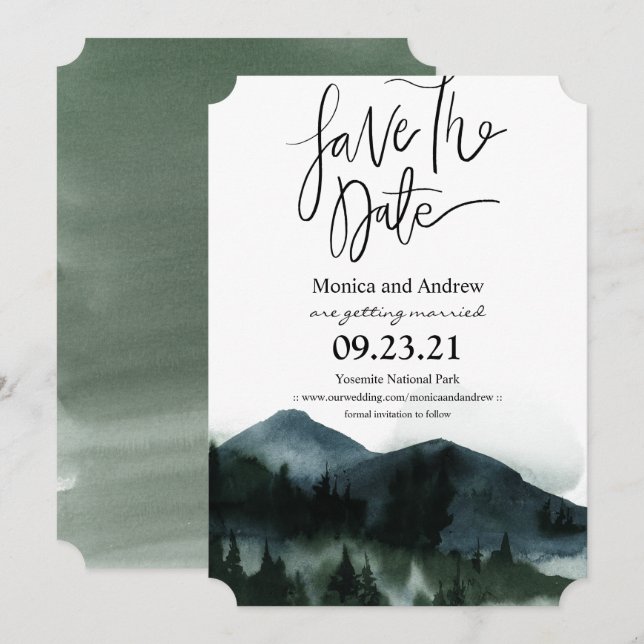 Invitation de sauvegarde de la date de la forêt de (Devant / Derrière)