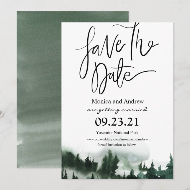 Invitation de sauvegarde de la date de la forêt de (Devant / Derrière)
