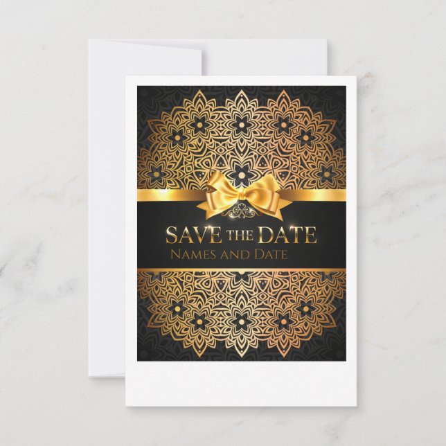 Invitation de sauvegarde de luxe Mandala en or (Devant)