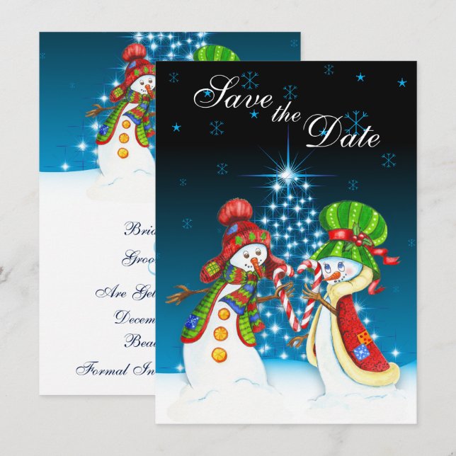 Invitation de sauvegarde de Noël Couple Bonhomme d (Devant / Derrière)