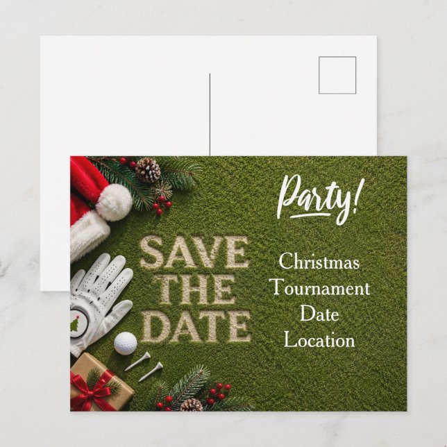 Invitation de sauvegarde de Noël pour le golf  (Devant / Derrière)