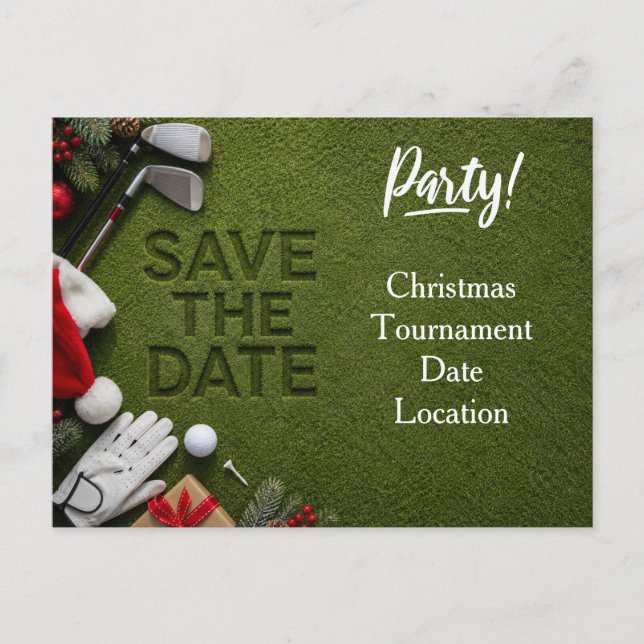 Invitation de sauvegarde de Noël pour le golf  (Devant)
