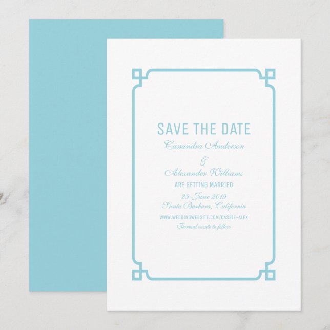 Invitation de sauvegarde Deco Chic Aqua Paradise (Devant / Derrière)