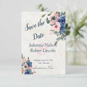 Invitation de sauvegarde florale à l'aquarelle ros