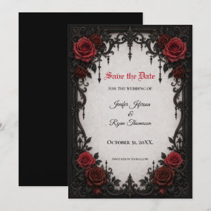 Invitation de sauvegarde gothique Roses rouges