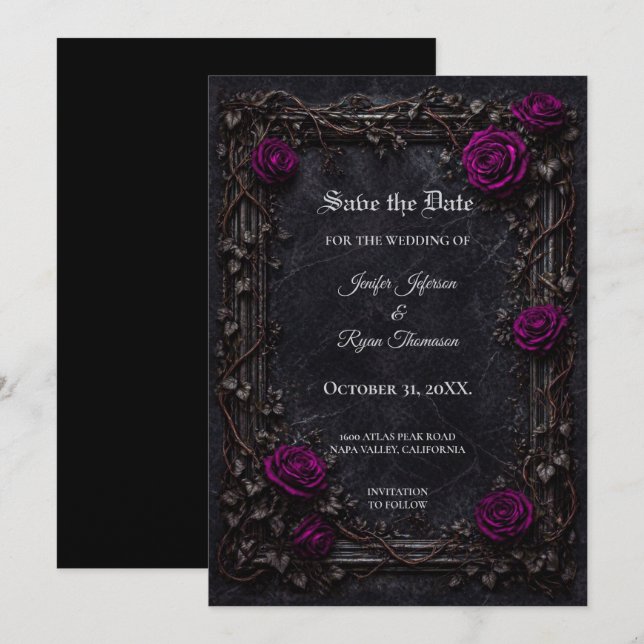 Invitation de sauvegarde Halloween Floral gothique (Devant / Derrière)