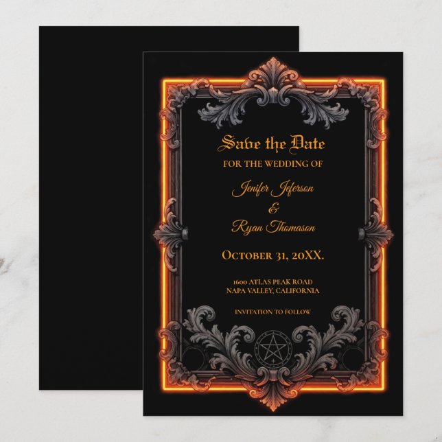 Invitation de sauvegarde Halloween gothique vintag (Devant / Derrière)