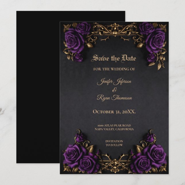 Invitation de sauvegarde Halloween gothique vintag (Devant / Derrière)