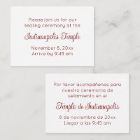 Invitation de scellement au temple en script rouge
