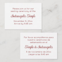 Invitation de scellement au temple en script rouge