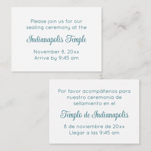 Invitation de scellement de temple bilingue en écr (Devant / Derrière)