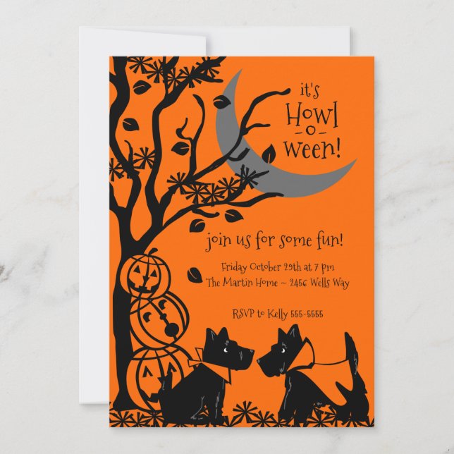 Invitation de Scottie Dog Halloween (Devant)