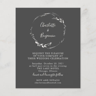 Invitation de script de couronne de fleurs noire B