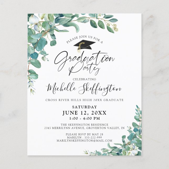 Invitation de script Eucalyptus de graduation budg (Devant)
