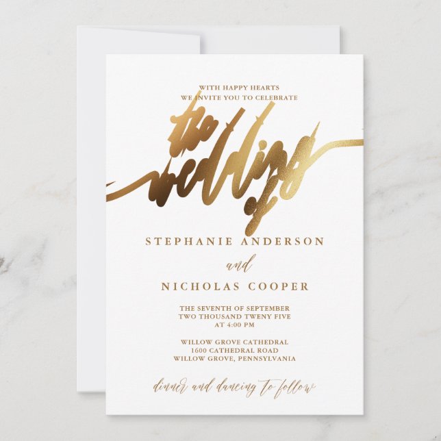 Invitation de script Gold Elegant (Devant)