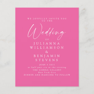 Invitation de script minimaliste rose chaud budget
