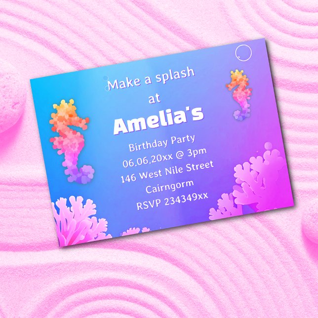 Invitation de Seahorse Party (Créateur téléchargé)