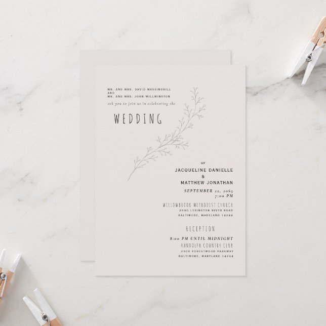 Invitation de sérénité beige pour les deux parents (Devant/Arrière en situation)