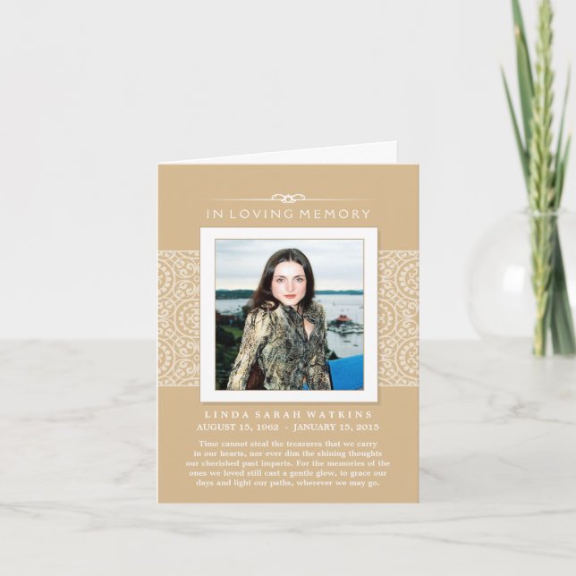 Invitation de service commémoratif Elegant Or & Bl (Devant)