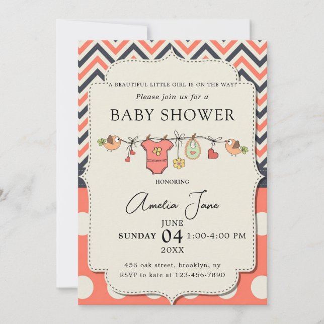 Invitation de shower bébé élégante (Devant)