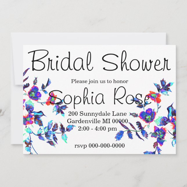 Invitation de shower de mariage élégante rose bleu (Devant)