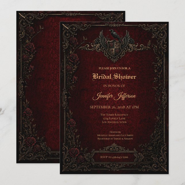 Invitation de shower de mariage gothique sombre (Devant / Derrière)