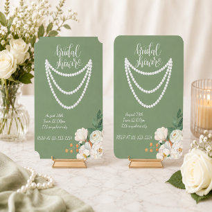 Invitation de shower de mariage perles florales ve