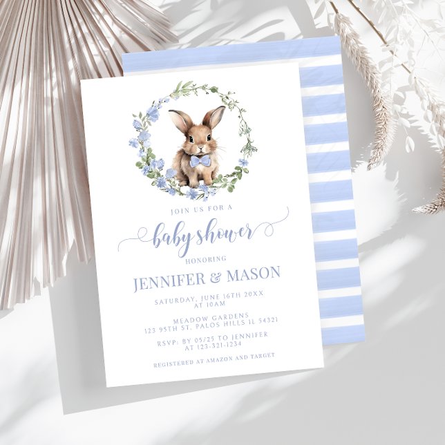 Invitation de shower pour bébé garçon avec un lapi (Créateur téléchargé)