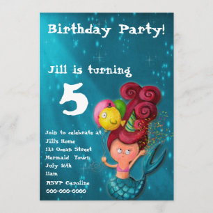 Invitation de sirène de joyeux anniversaire