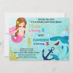 Invitation de Sirène et de requin.