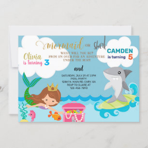Invitation de Sirène et de requin.