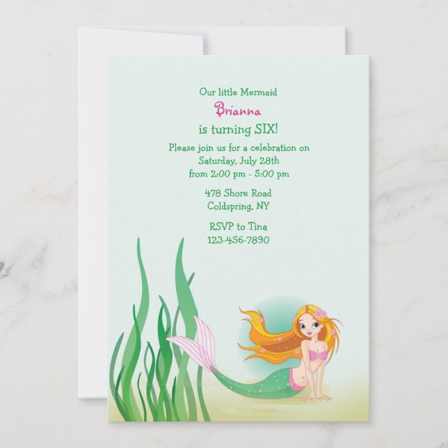 Invitation de sirène mignonne (Devant)