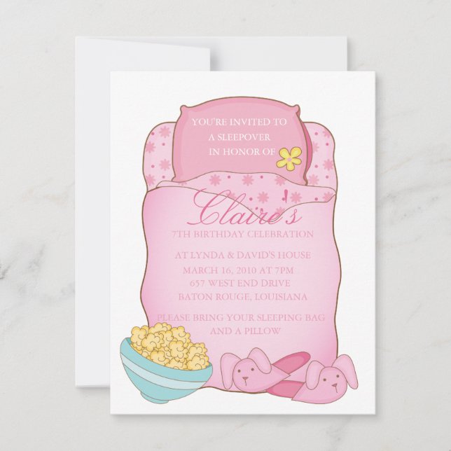 Invitation de Sleepover (Devant)