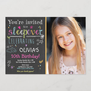 Invitation de Sleepover Fête du bois Pajamas Girl