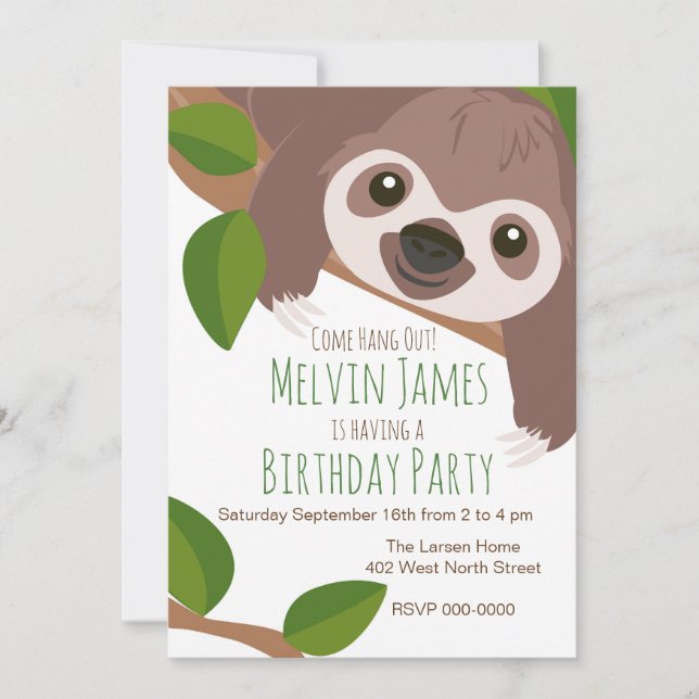 Invitation de Sloth Party (Devant)