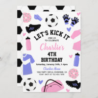 Invitation de soccer rose | Invitations de soccer