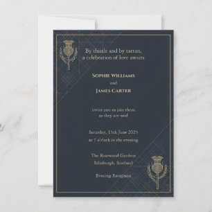 Invitation de soirée à carreaux d'Écosse Navy Or