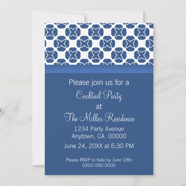Invitation de soirée classique Flair, Royal Blue (Devant)